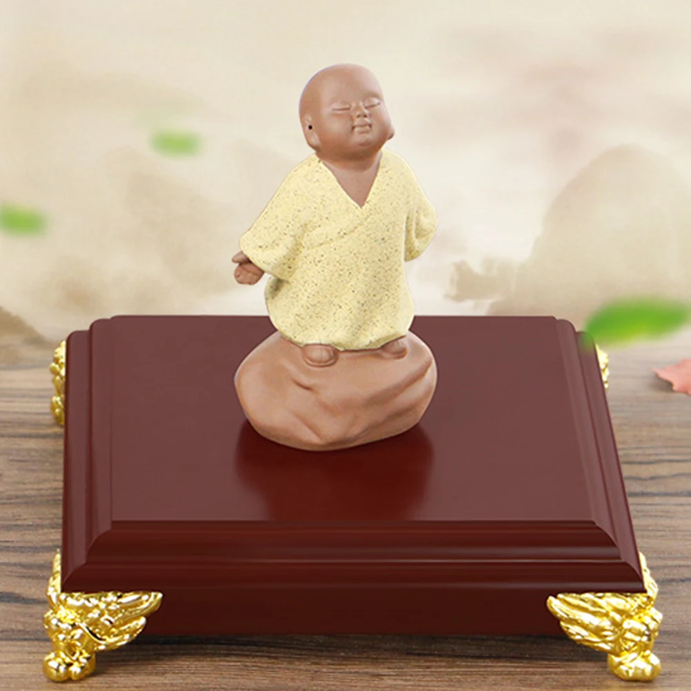 

1pc Stone Craft Holder Square Wooden Base For Buddha Statue Teapot Display Pedestal Decorative Storage Bracket