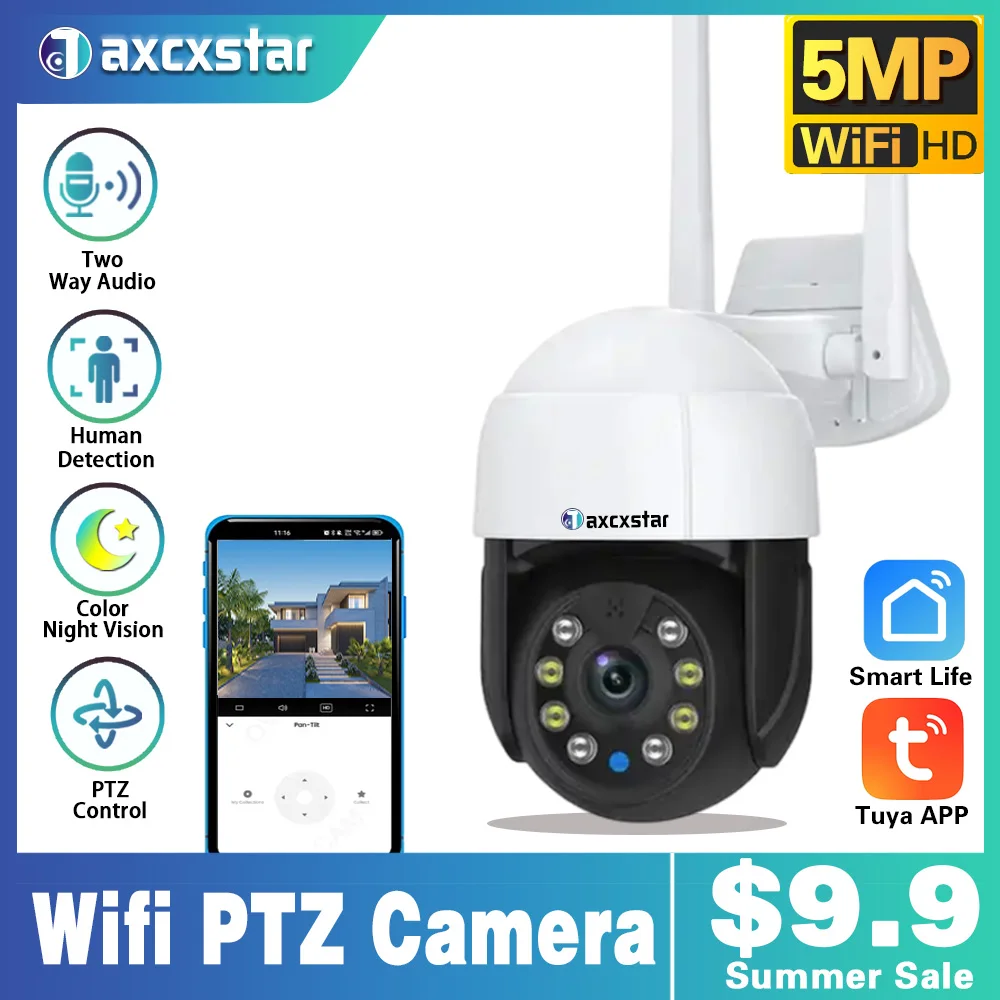 5MP HD Video CCTV WIFI Surveillance Camera Smart Home Remote Access Color Night Vision Auto Tracking PTZ Security IP Camera WIFI