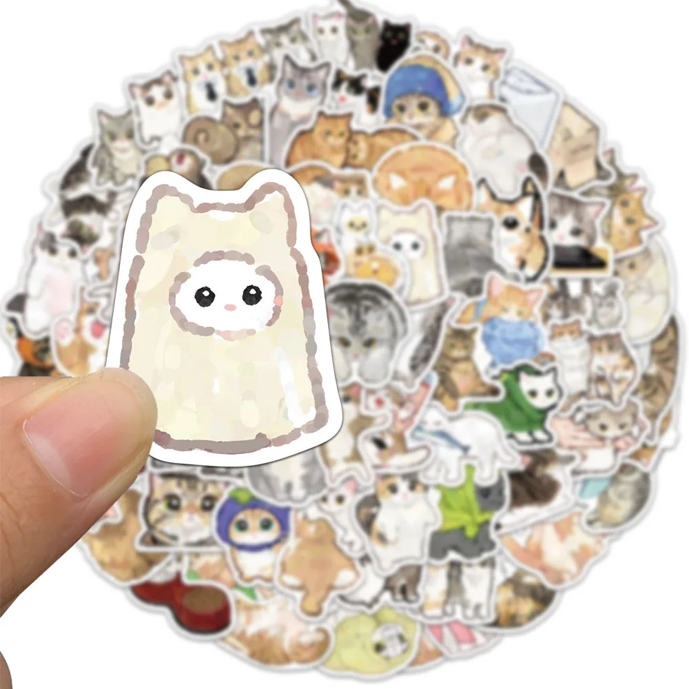 

77/142PCS Cartoon Cat Stickers Exquisite Animal Account Materials Phone Cases Laptop Suitcases Water Cups Waterproof Stickers