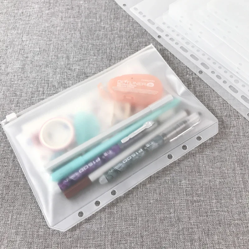 

5Pcs A5 File Holder Standard Transparent A6 A7 PVC Loose Leaf Budget Binder Pouch with Zipper Filing Organizer School Supplies