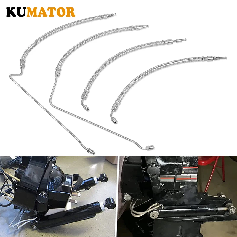 KUMATOR Trim Tilt Hydraulic Ram Cylinder Hose Kit For Mercruiser Alpha One with Trim Cylinder(15-9/16 Inches) and Bravo 1 2 3 X