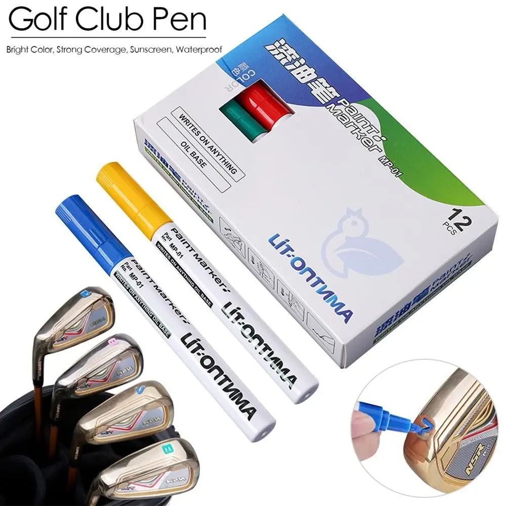 12Pcs/Set Bright Color Covering Power Sunscreen Golf Accesoires Acrylic Painter Color Changing Pen Golf Club Pen Ink Pen