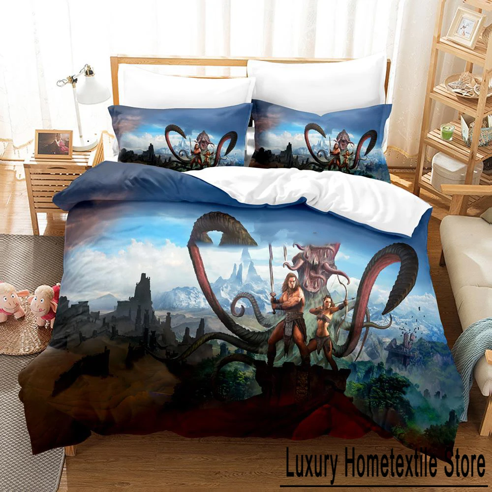 

2024 Conan Exiles the Age of Sorcery Bedding Set Single Twin Full Queen King Size Aldult Boys Bedroom Duvetcover Sets 3D Anime