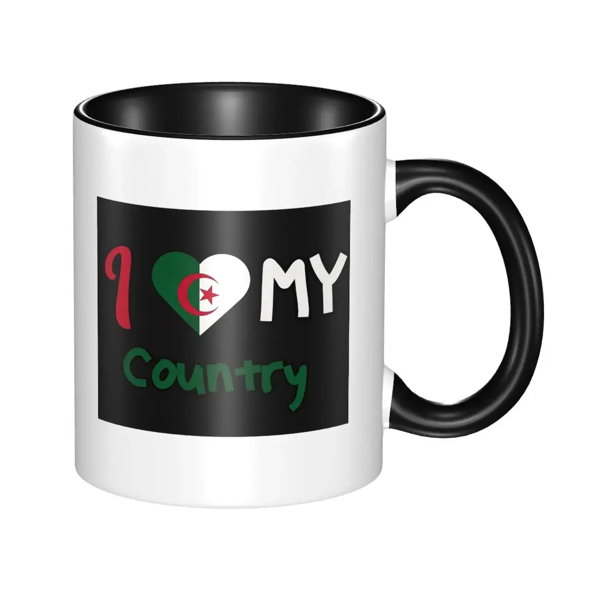 I Love My Country Algerian Algeria Flag Mug Funny Ceramic Coffee Cups Tea Mugs Milk Cup Drinkware Gifts for Woman Man