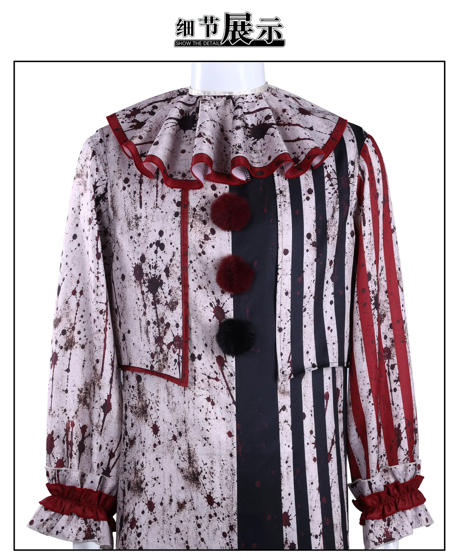 Combinaison Clown Sanglant Femme – Tenue de Cirque Gothique Rayée – photo 8