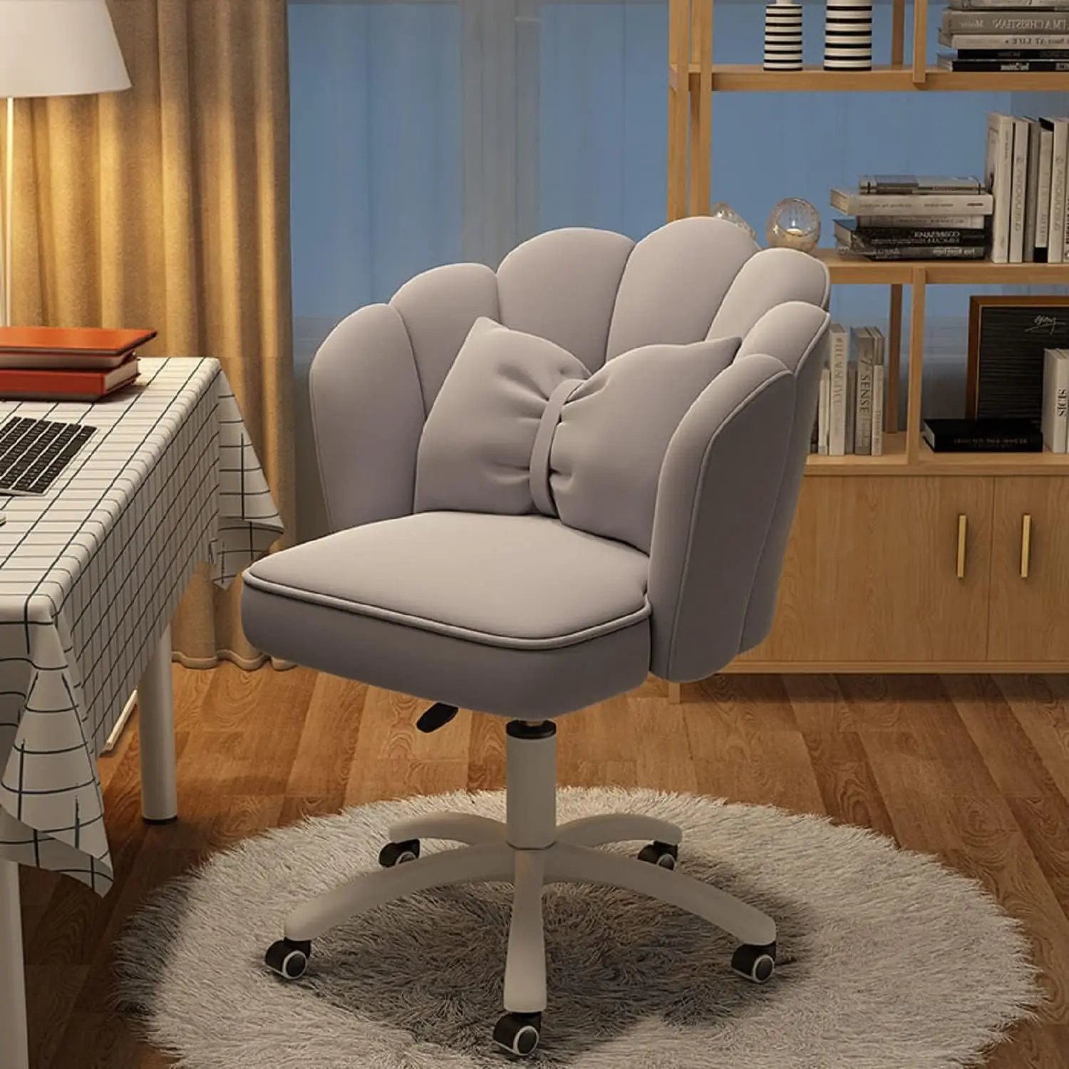 Office Chair Cute Petal Desk Chair, Modern Fabric Home Butterfly Chairs Height Adjustable Chair Makeup Chairs Computer Chairs