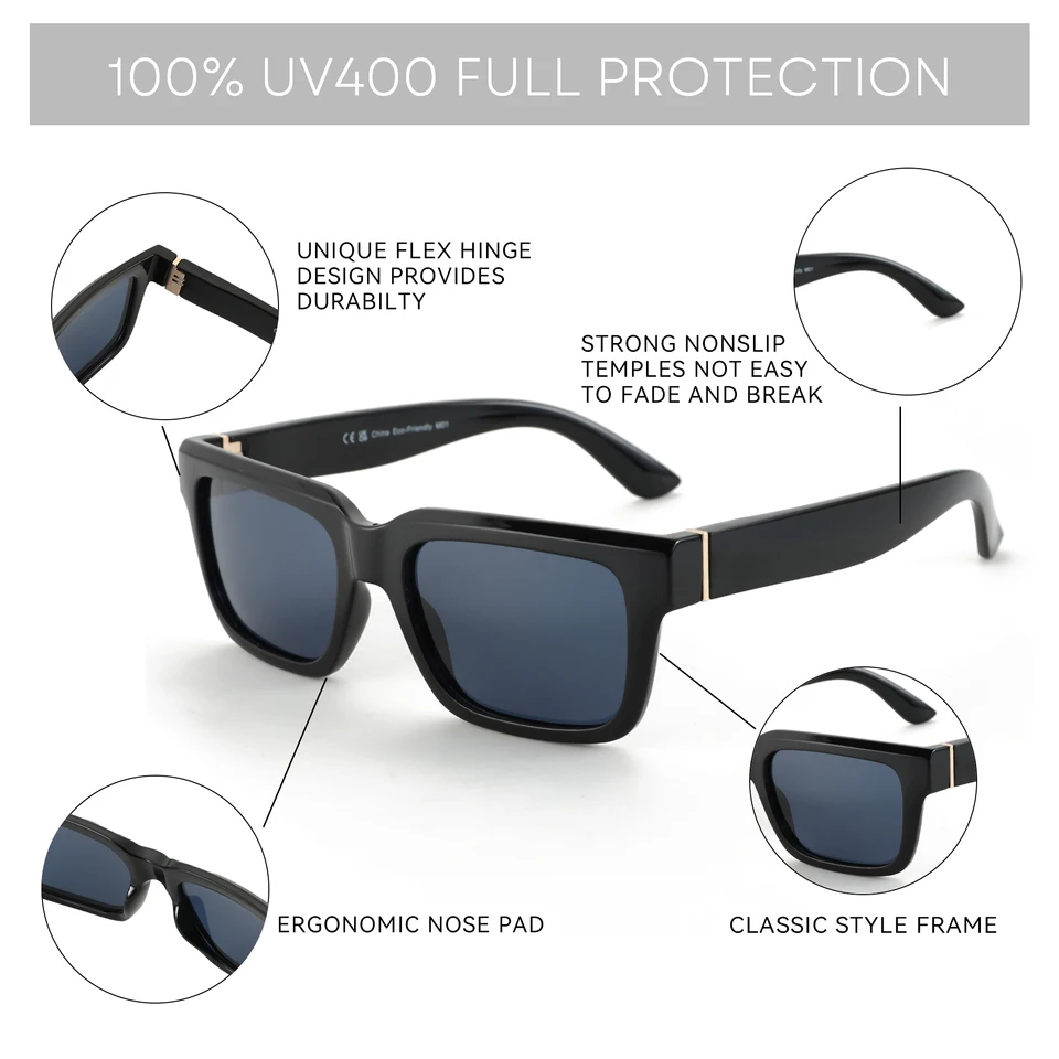 Women\'s Polarized Retro Square Frame Sunglasses UV400 Protection Flex Hinge Leafael Polarized Oversized Sunglasses for Women, Red Floral  main image 3