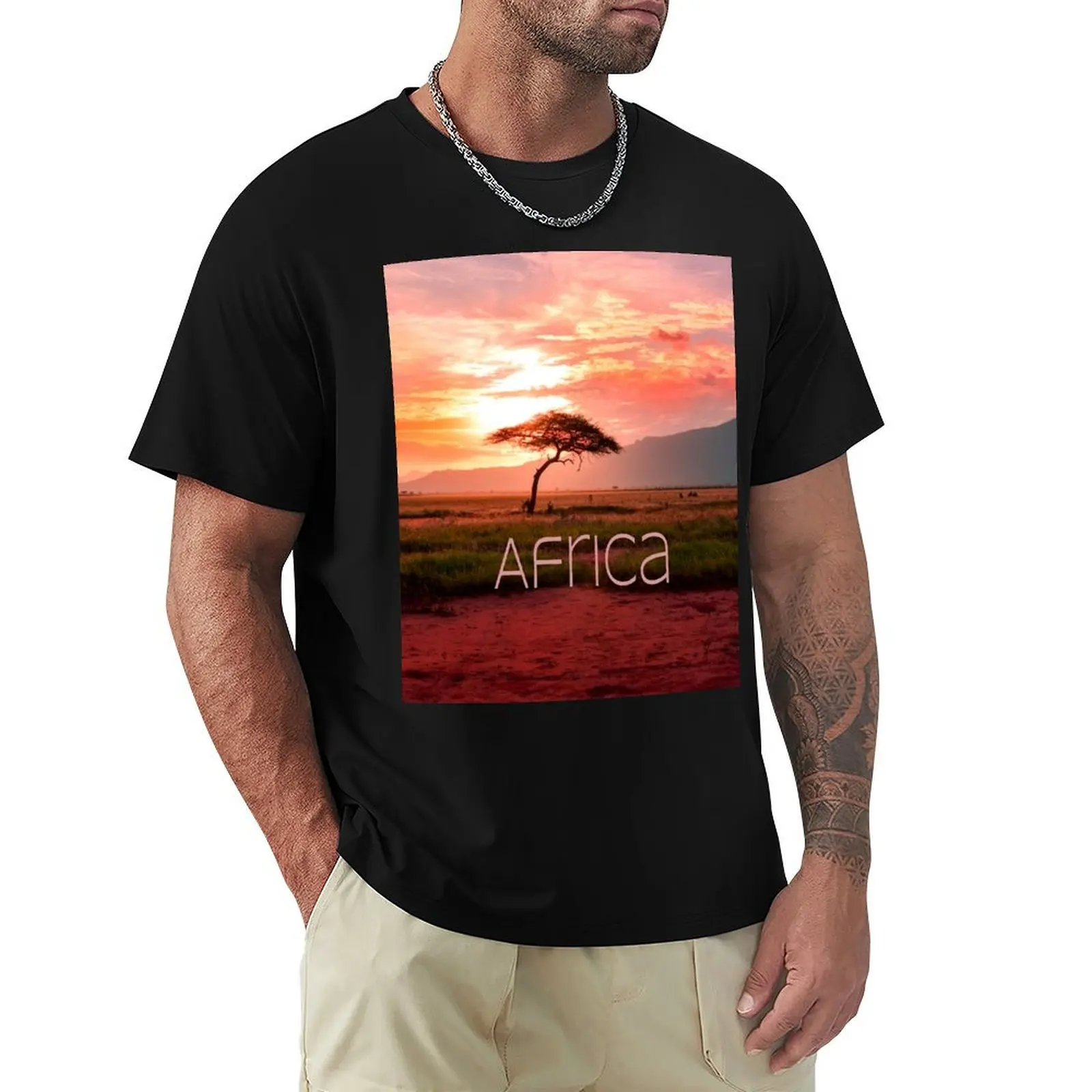 

Футболка Africa African Sunset больших размеров, простой повседневный топ