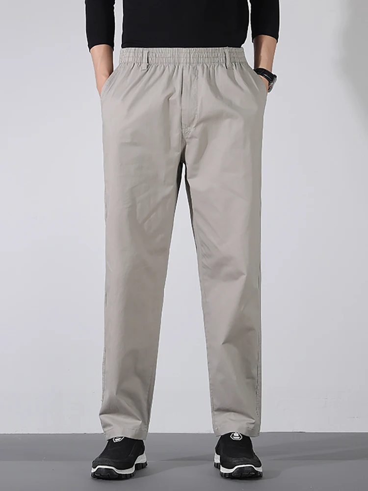 

Свободные прямые хлопковые рабочие брюки для мужчин, повседневные брюки большого размера с талией, весна-осень, универсальные, удобные, дышащие...