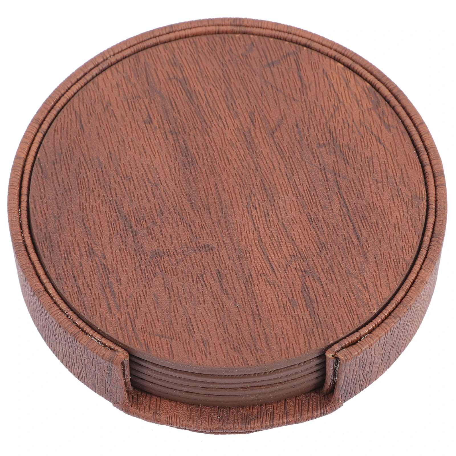 

1 Set Drink Coasters Heat Resistant Round Cup Mat Wood Grain Table Protector Household Coasters For Home Hotel Kitchen