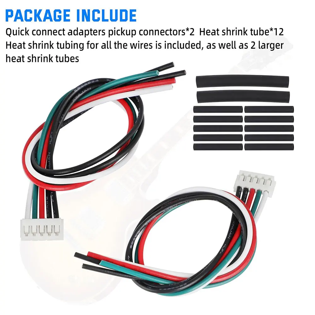2 Set 5-wire Quick Connect adapters for Gibson control board pcb pickup wire connector plug