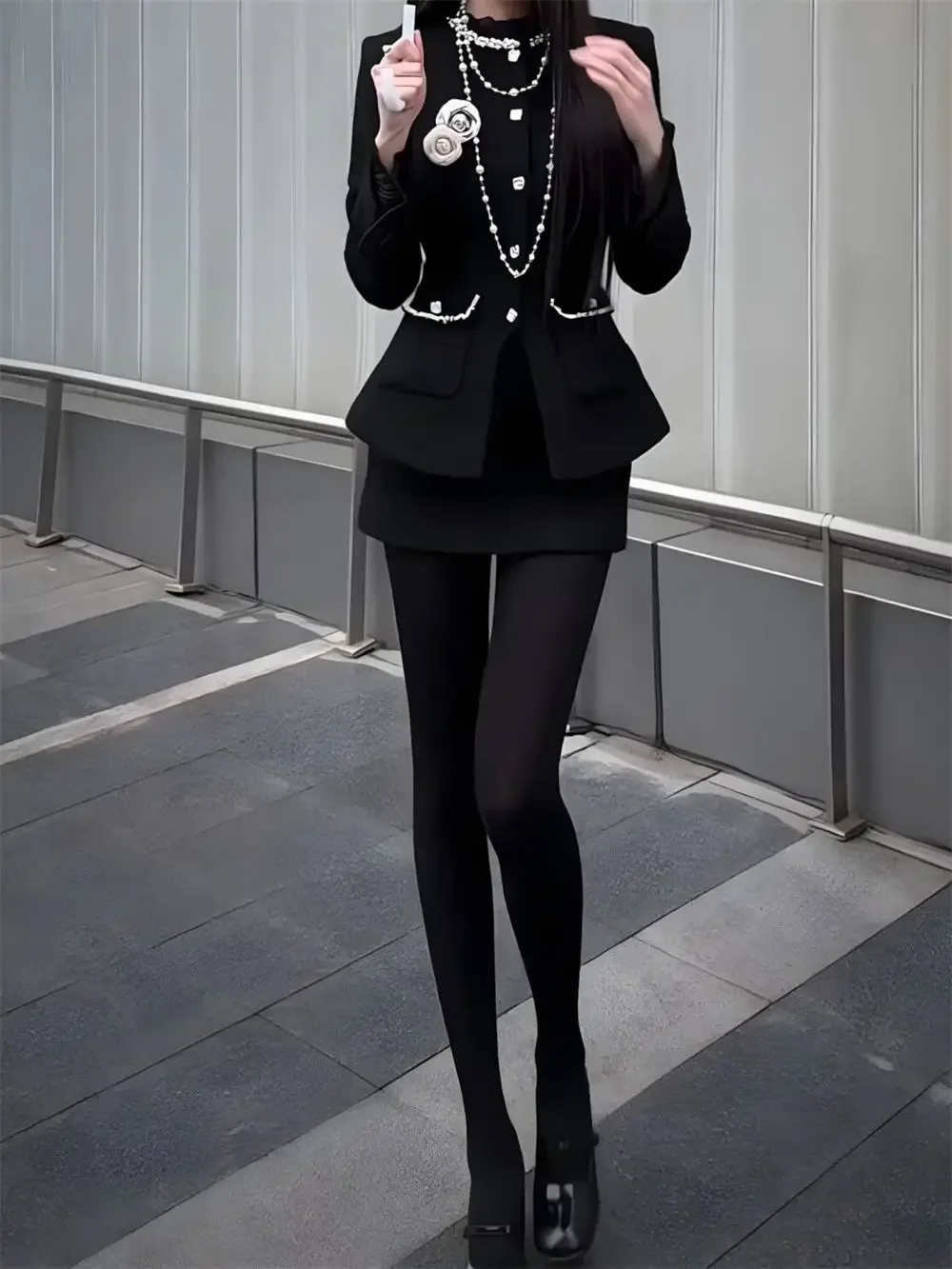 IMU 2026 French Vintage Elegant 2 Piece Sets Women Harajuku O-neck Retro Coat + Casaul Mini Skirt Female Chic Korean Popular Clo