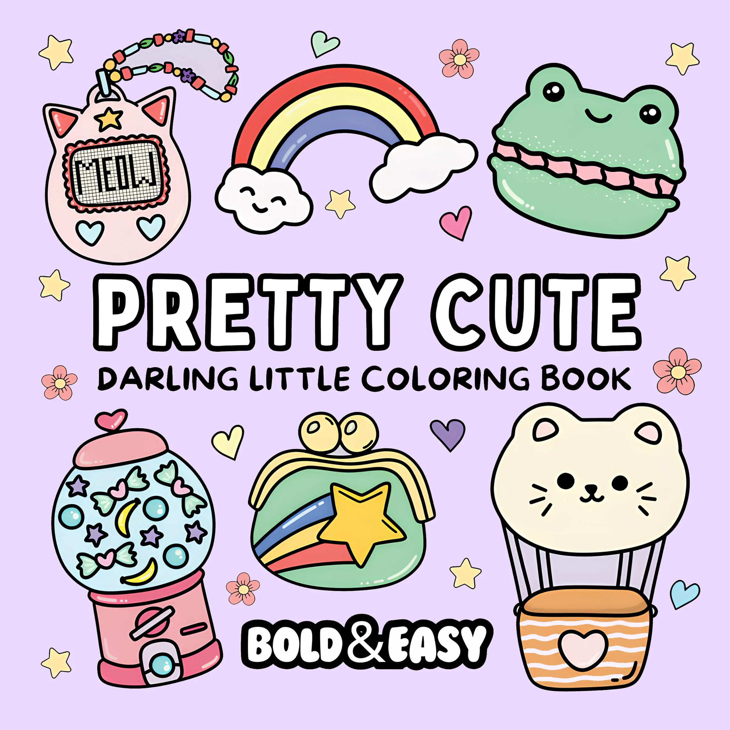 PRETTY CUTE Bold-easy Patterns Coloring Book for Adults Cute Drawing Book Perfect Gift for Party and Birthday