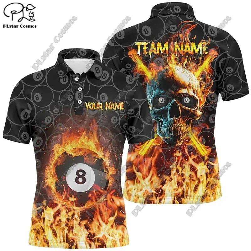 Men's Custom Name Polo Shirts Fun Billiard Jerseys Personalized Billiard Club League Shirts 3D Printed Polo Shirts T-Shirts t-1