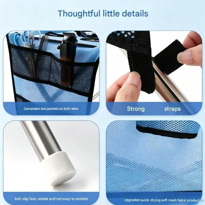 Small Animal Grooming Support Station for Small Dogs and Cats, Take-Apart Metal Base for Nail Trimming and Brushing D2RD