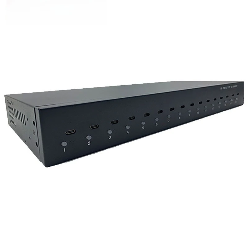 16-Port 1U cabinet TYPE-C high-power charger can hold a 19-inch machine