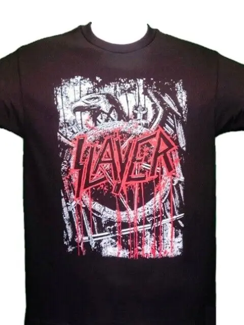 SLAYER - FADED EAGLE WITH RED LOGO - NEW Band Merch Black T-shirt