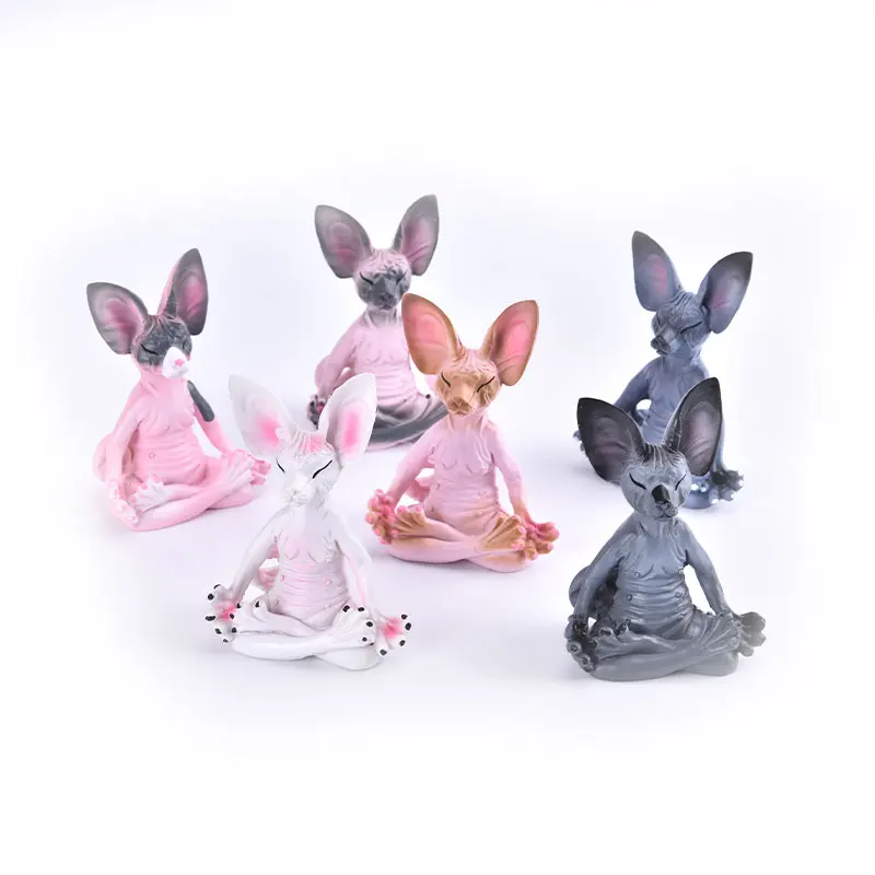 Cat Meditate Collectible Figurines Miniature Handmade Decor Animals Figure Toys