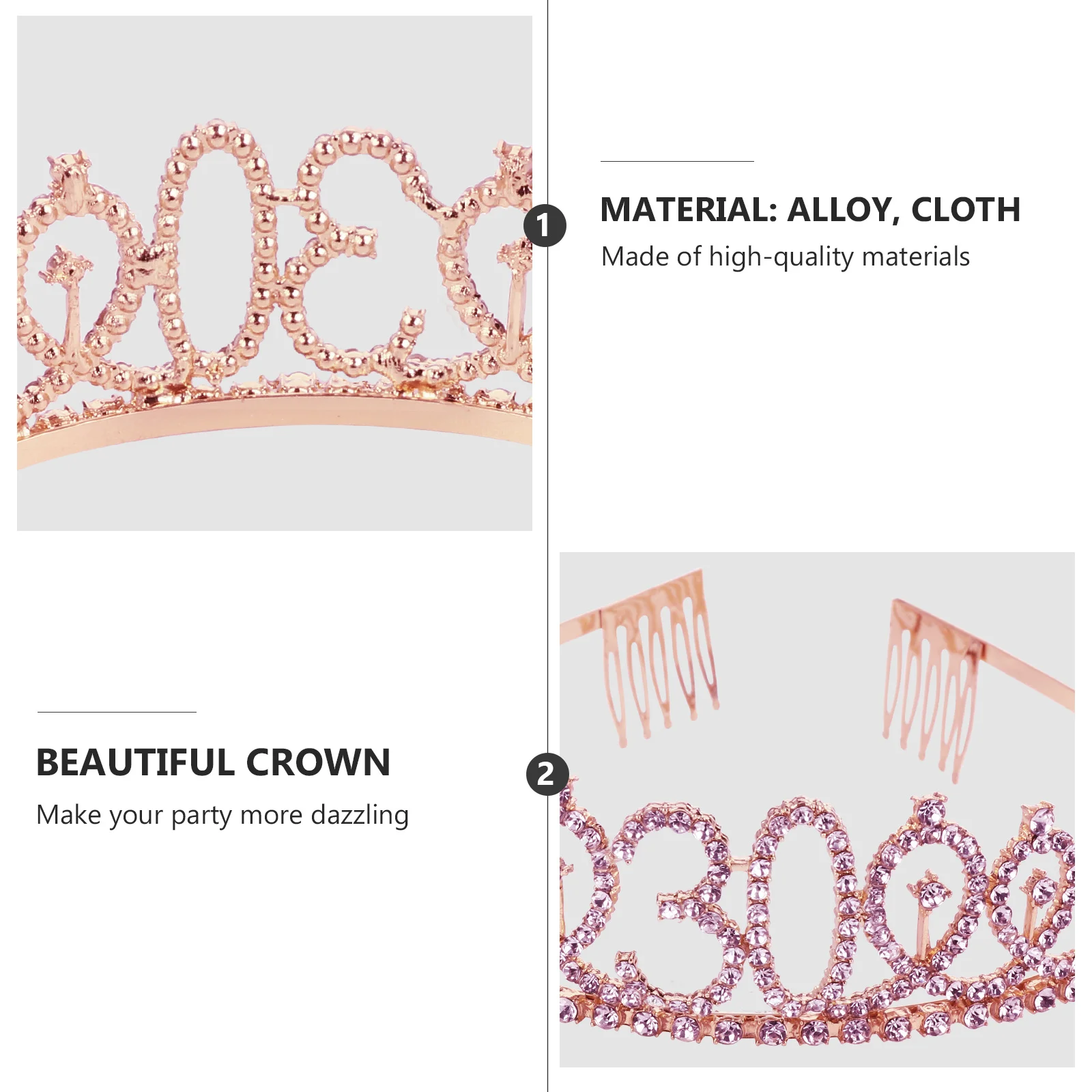 

2pcs Birthday Party Crown Sash Set Hot Stamping Etiquette Belt Comfortable Fabric Decor Crystal Hair Comb For Hair Styling Tools