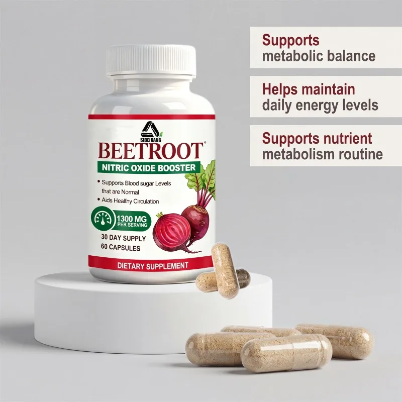 Beetroot supplement, 1300 milligrams per serving - Nutritional, metabolic, and health support -60 capsules