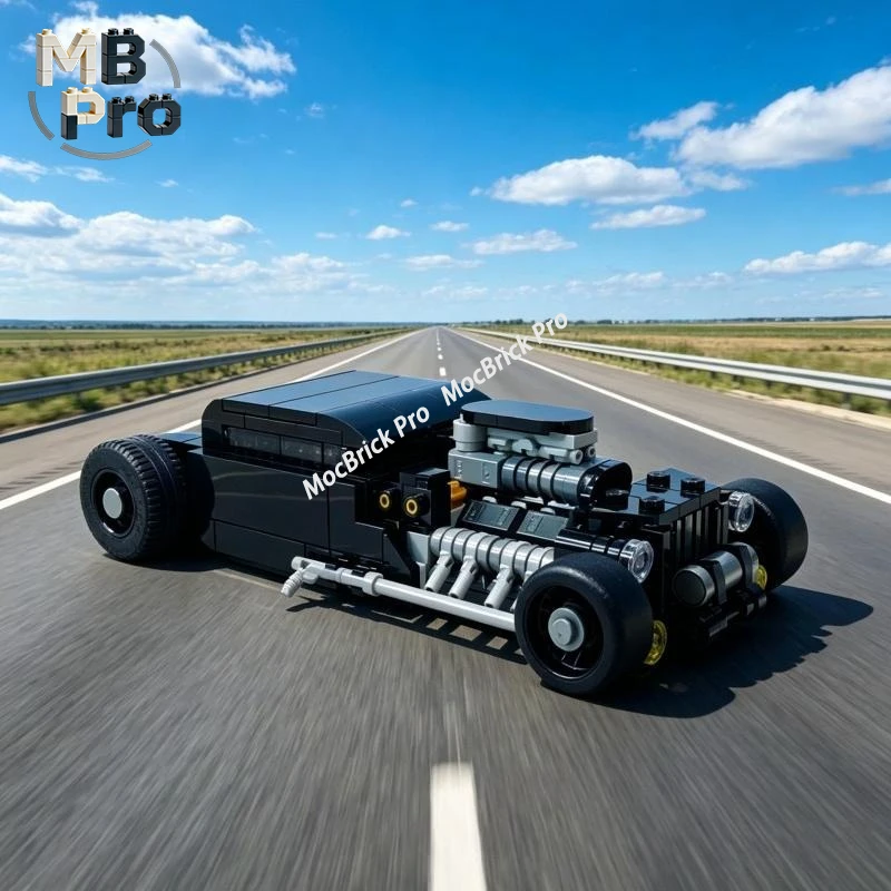 

Simulation Hot Rod MOC Building Blocks car Classic Retro Roadster Model Puzzle Bricks Toy For Hobby Lovers