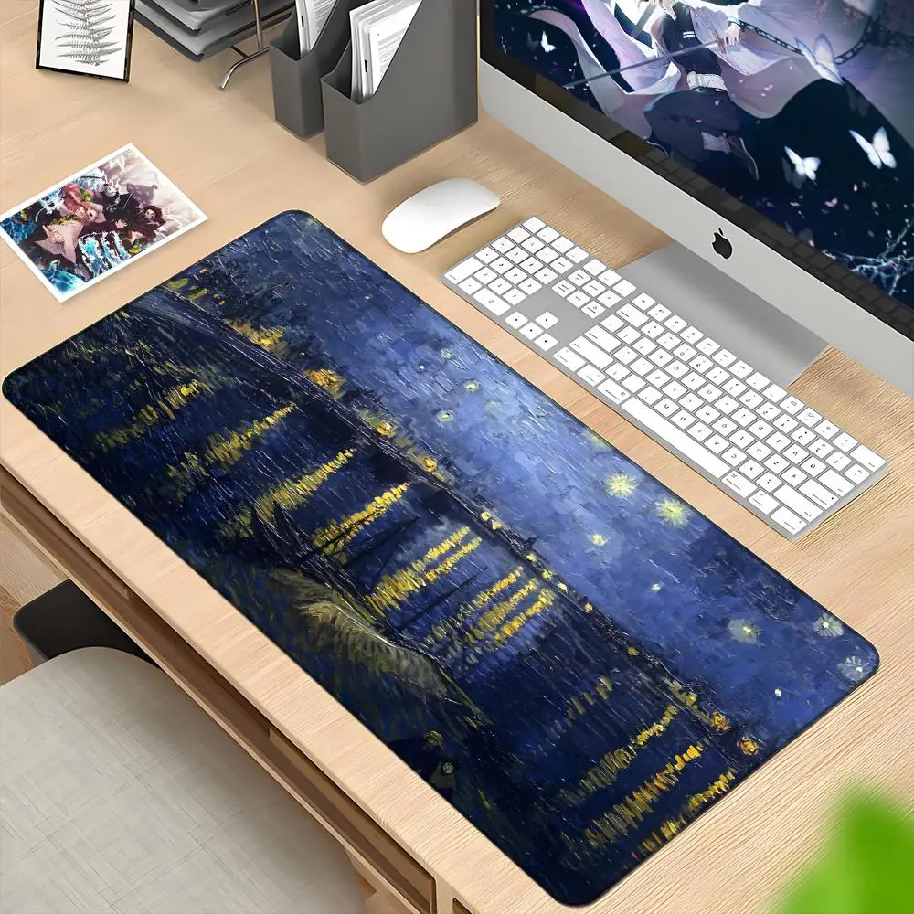 Van Gogh Oil Painting The Starry Night Mouse Pad Gaming Laptops Keyboard Mat Deskmat Pc Accessories Desk Protector HD carpet xxl