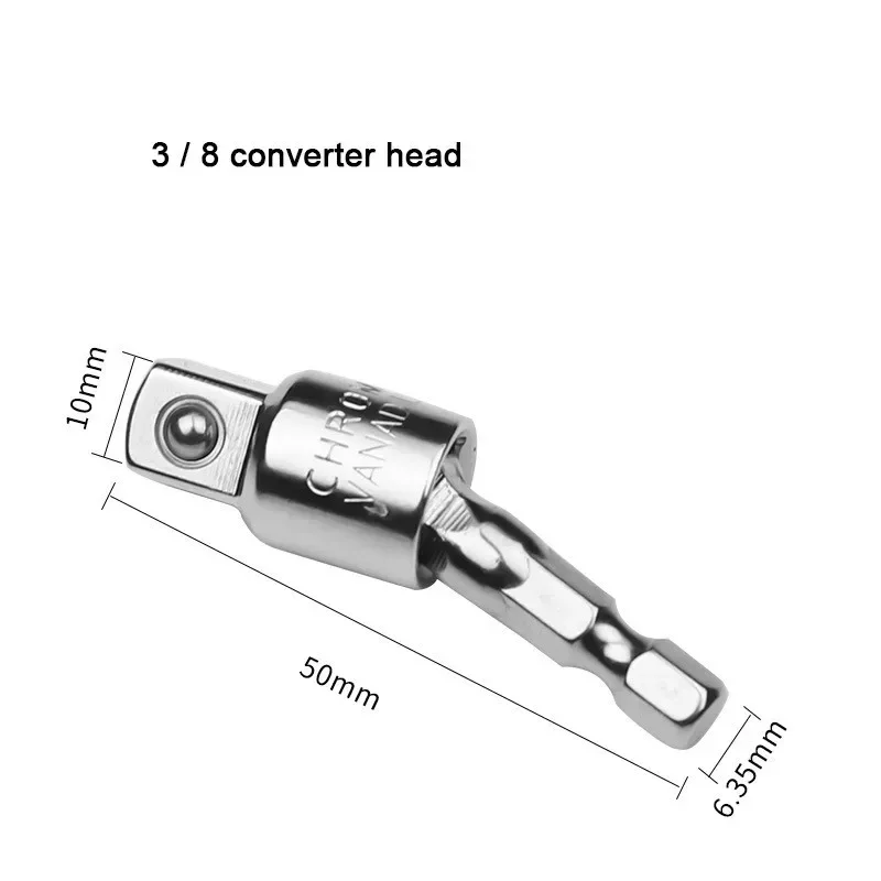 Impact Driver Socket Adapter 360 Degree Rotatable 1/4 3/8 1/2 Wrench Drill Hex to Square Male Converter Nut Electric ScrewDriver - view 5
