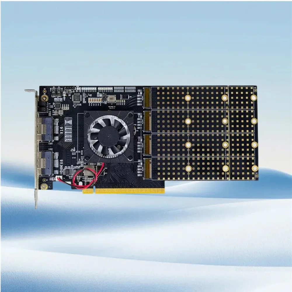 PLX8749 PCIe 3.0 x16 to 8x NVMe/U.2 Expansion Card, No Bifurcation Switch Adapter w/ SFF8654
