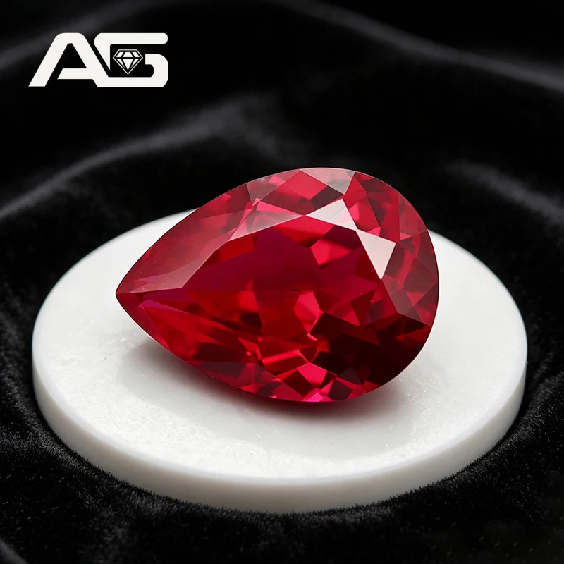 Top 3x4mm-13x18mm Lab-Grown Ruby Pigeon Blood Color Pear Cut Loose Gemstone with AGL Certificate for Jewelry Making