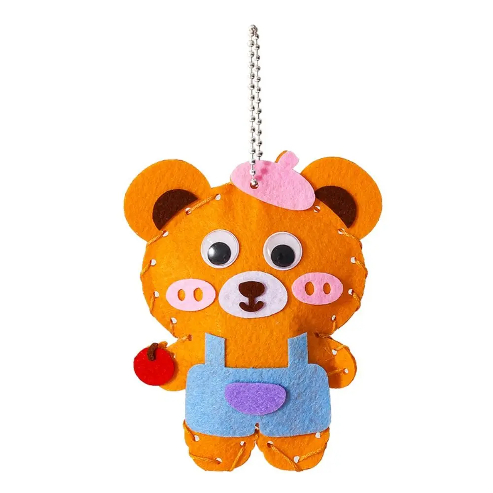 Cartoon Animal Pendant Material Kit Educational Handcraft Sewing Craft Kit Non Woven Fabric Pink Bag DIY Non Woven Fabric Kit