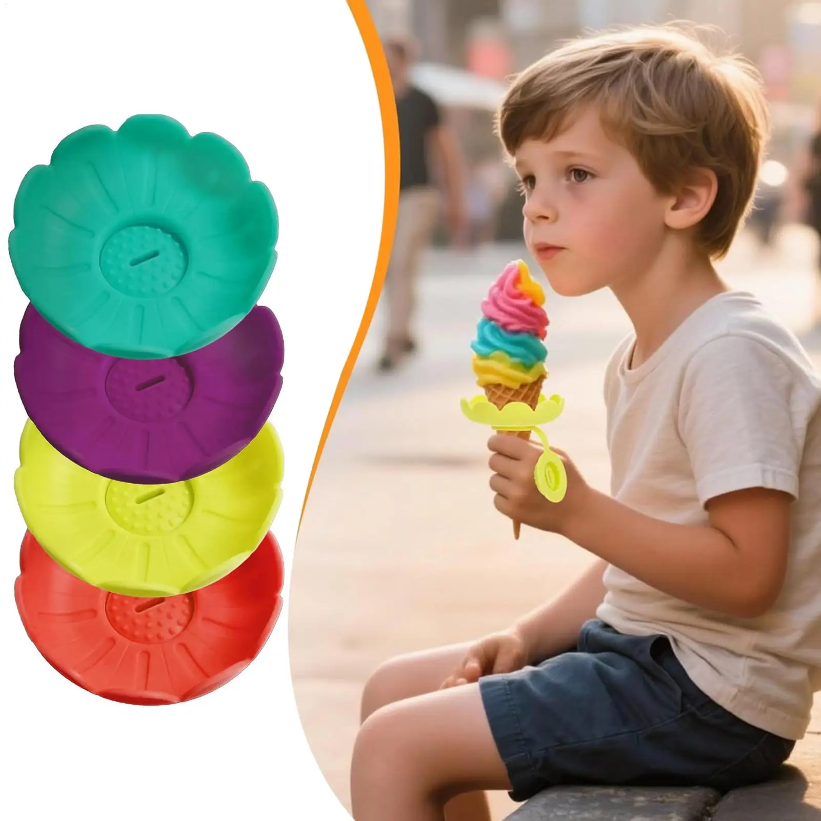 4Pcs Drip-Proof Popsicles Holder Anti-flow Ice Cream Bracket Anti-drip Tray Portable Popsicles Protectors Ice Cream Bracket
