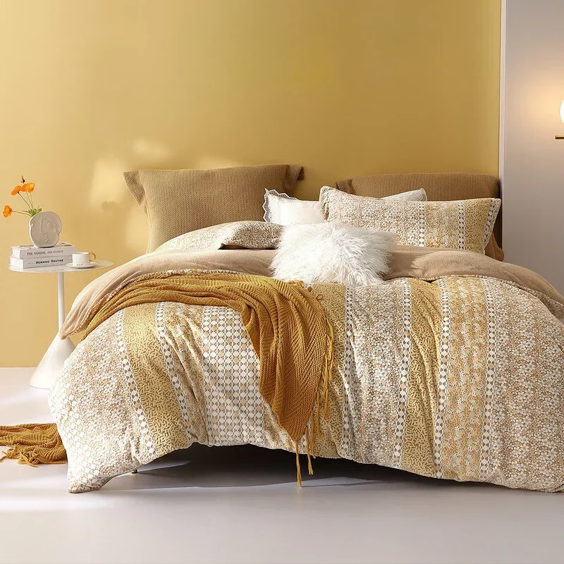 Milk fleece four-piece coral fleece double-sided fleece bed sheet quilt cover bedding