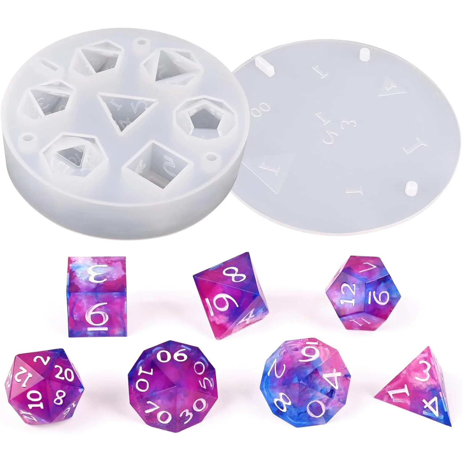 

7 Shapes Dice Silicone Mold Polyhedral Dice Mold Epoxy Resin Casting Dice Mold Set DND Dice Digital Table Board Game Resin Mold