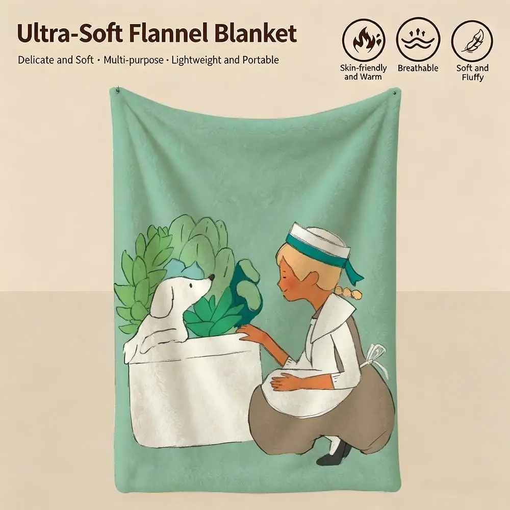 artist Y-Yoshitomo-o Throw Warm Soft Flannel Blanket, Multi-use for Sofa Bed Camping Travel Nap
