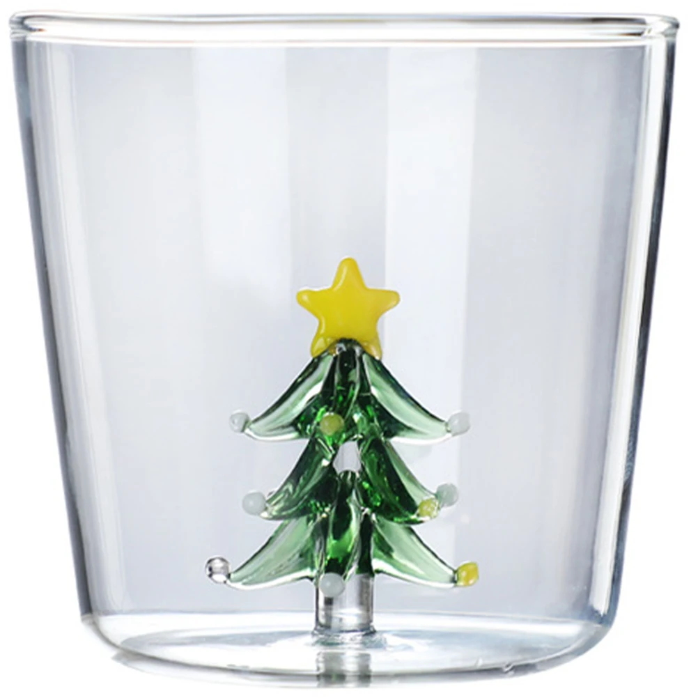 

3 D Christmas Tree Milk Cup 3D Snowman Xmas Trees Transparent Beverage Coffee Accessory