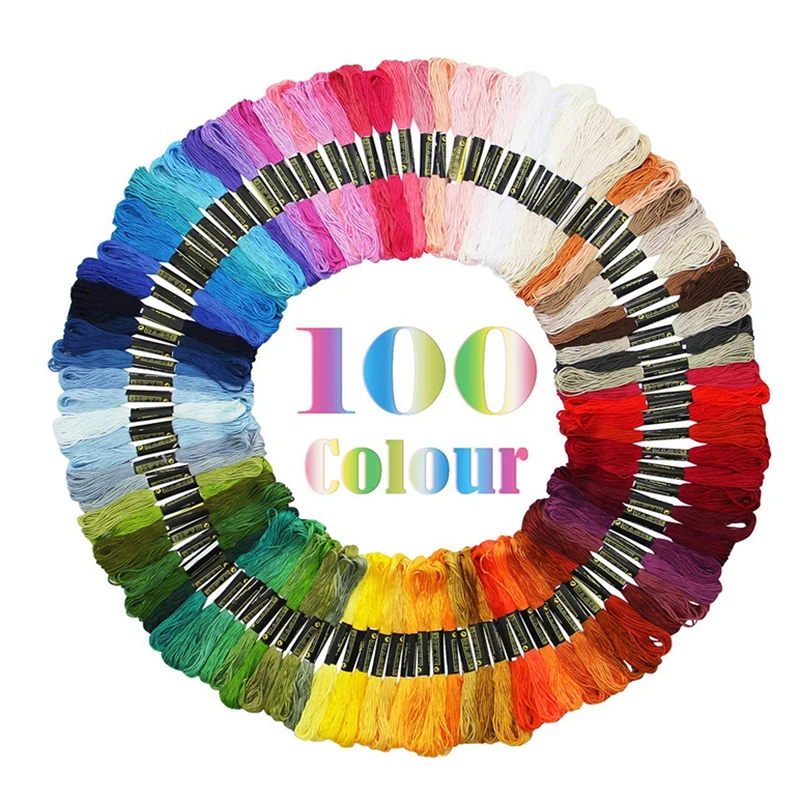 Fil à Broder pour Couture au Point de Croix, 50/100/447 Couleurs