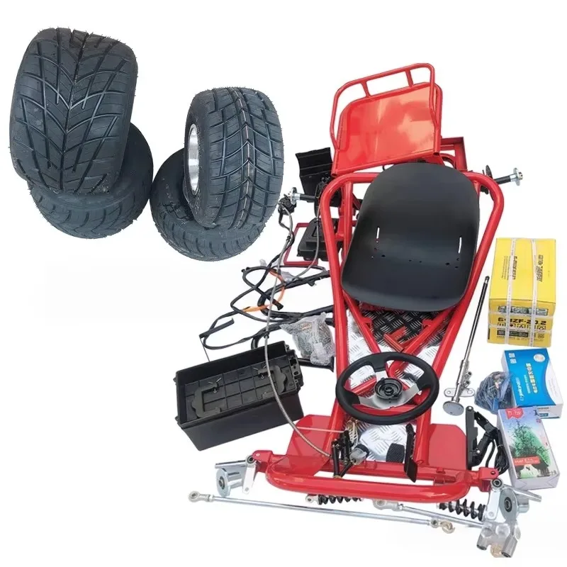 Factory Wholesale Full Set 168CC Modified Four Wheel Motorcycle Drift Go Kart Frame DIY Accessories Electric 5 Inch Tire