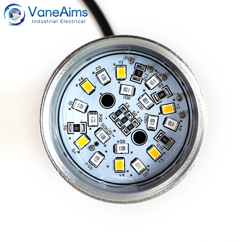 Imagem -05 - Tricolor Led Piscando Luz de Advertência 12v 24v Vaneaims Metal Strobe Beacon Piloto Sinal Lâmpada com Buzzer Vermelho Verde Amarelo