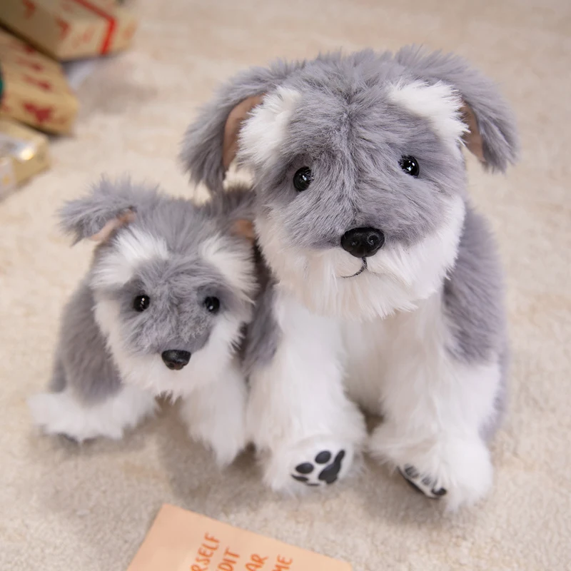 

30-60cm Kawaii Simulation Stuffed Doll Schnauzer Dog Plush Animal Toy Soft Appease Doll Best Gifts For Boys And Girls