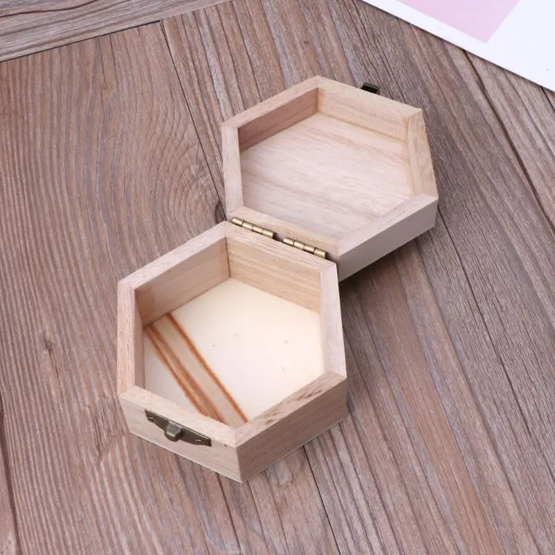 長方形未完成木製収納ボックスナチュラル DIY クラフトスタッシュボックス ヒンジ付き蓋 & フロントクラスプ付き アート ホビー用 3 形状 E0BE