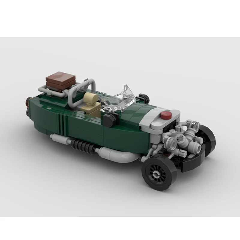 Retro 3 Wheel Roadster Car Building Kit 230 Parts Vintage Open Cockpit Vehicle DIY Bricks Puzzle Toy Adult Collectible Ornament