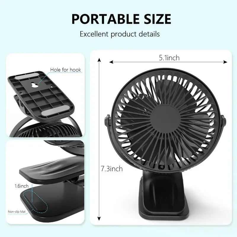 New USB Handheld Clip Fan Portable Rechargeable Fan High Quality Student Wireless Electric Fan Small Cooling Ventilador Fan Neck