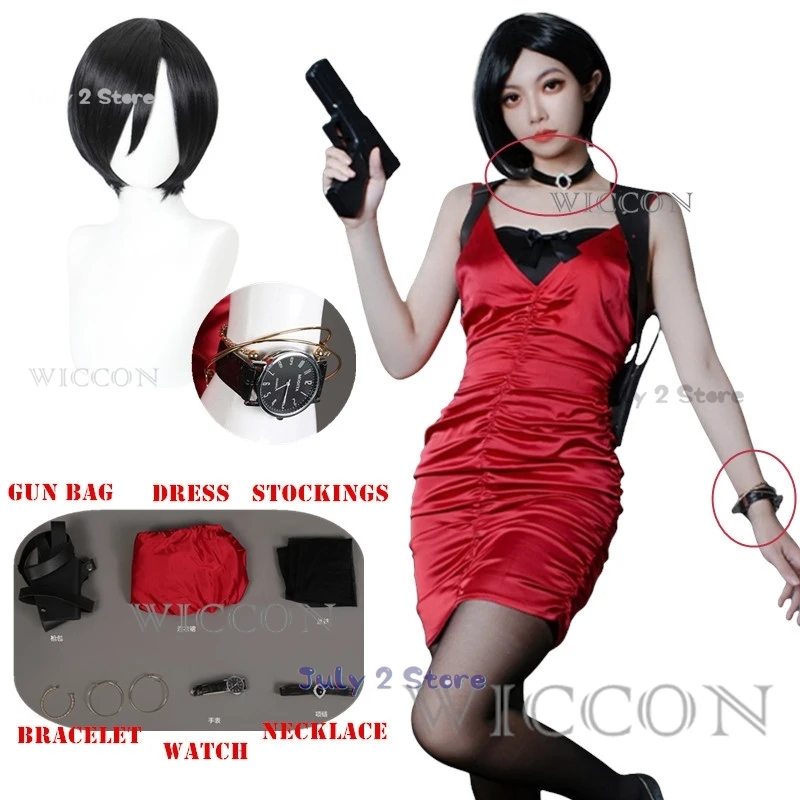 

Ada Wong Cosplay Wigs Women Costume Game Resident 4 Roleplay Fantasia Outfits Fancy Dress Up Party Cloth For Female Role Playing