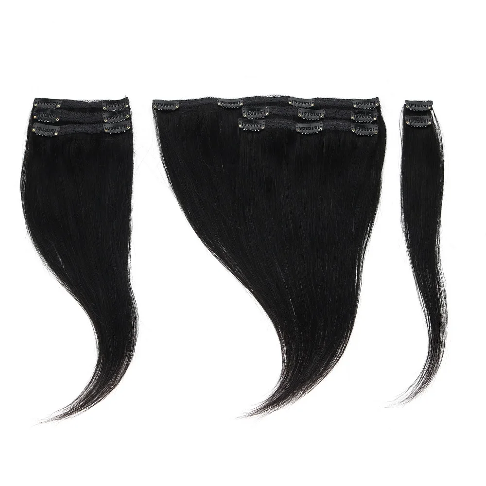 

200 грамм зажим для человеческих волос, натуральные черные волосы для наращивания, 4C, бесшовные волосы, прямые волосы