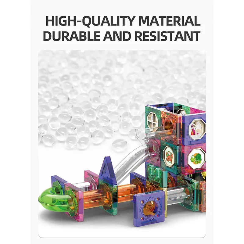 94 قطعة كرات شلال المسار المغناطيسي اللبنات مجموعة DIY بها بنفسك اللون واضح الأنابيب الجمعية خط أنابيب الطوب لعب التعليم هدايا الاطفال