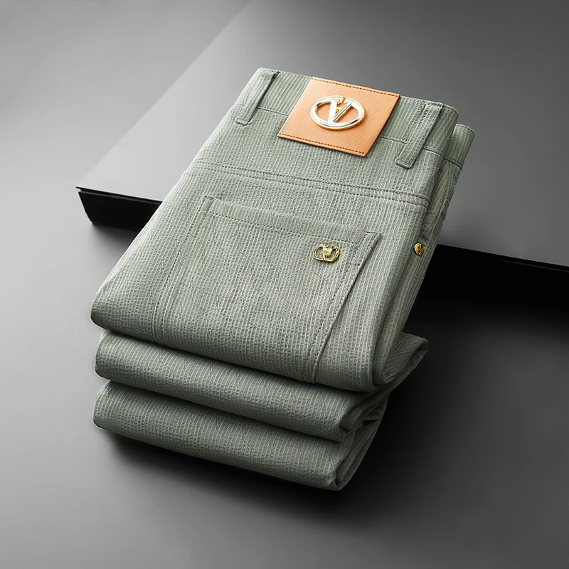 Men Summer Ice Silk Lightweight Breathable Pants High Waist Autumn Trousers Business Casual Pant Stretch Formal Dress Trousers