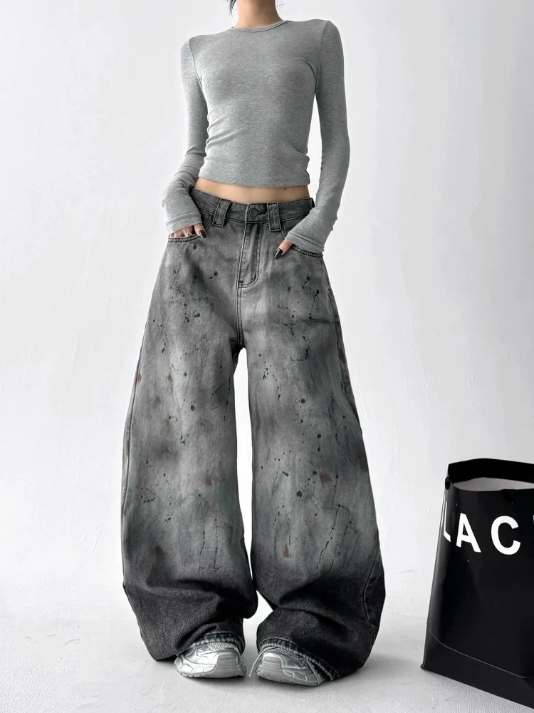 

Женские мешковатые широкие джинсы с высокой талией, уличные брюки, свободные джинсовые брюки