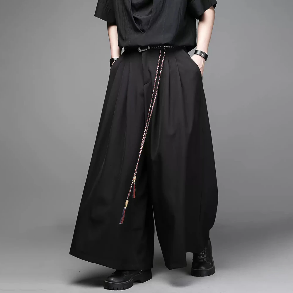 

XS-5XL Winter Men's Solid Color Wide-Leg Skirt Pants American Retro Fashion Trend High Street Loose Casual Niche Men's Bottoms