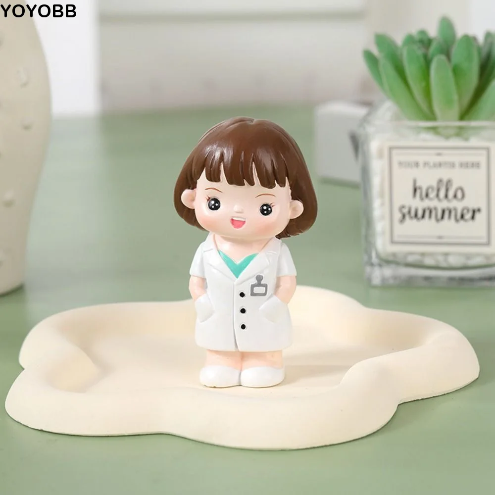 Funny Cartoon White Nurse Figurine Handmade Cute Doctor Model DlY Landscaping Nurse Baking Ornaments Desk