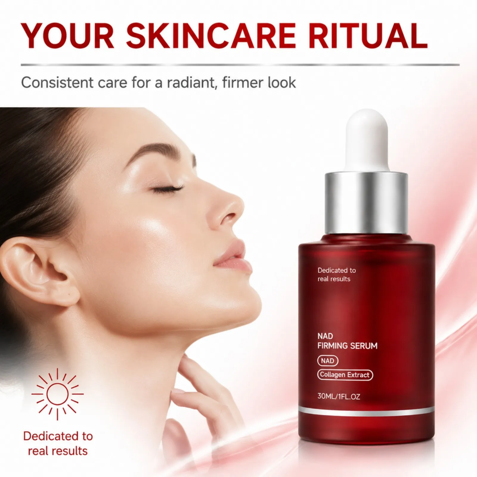 Collagen Firming Face Serum with NAD Boosting Look Skin Elasticity Smooth Fine Lines Hydrating Makeup Base Daily Use 30ml